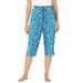 Plus Size Women's Knit Sleep Capri by Dreams & Co. in Deep Teal Hearts (Size 2X) Pajamas