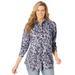 Plus Size Women's Soft Sueded Moleskin Shirt by Woman Within in Navy Paisley (Size 4X) Button Down Shirt