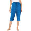 Plus Size Women's Knit Sleep Capri by Dreams & Co. in Pool Blue Animal (Size 5X) Pajamas