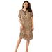 Plus Size Women's Short Henley Sleepshirt by Dreams & Co. in Classic Leopard (Size 34/36) Nightgown