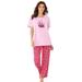 Plus Size Women's Graphic Tee PJ Set by Dreams & Co. in Pink Tea Cup (Size L) Pajamas