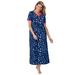 Plus Size Women's Long Henley Sleepshirt by Dreams & Co. in Evening Blue Stars (Size 18/20) Nightgown