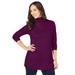 Plus Size Women's Cotton Cashmere Turtleneck by Jessica London in Dark Berry (Size 22/24) Sweater