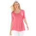 Plus Size Women's Stretch Cotton Peplum Tunic by Jessica London in Tea Rose (Size 12) Top