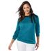 Plus Size Women's Tie-Neck Sweater by Jessica London in Deep Teal (Size 12)