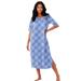 Plus Size Women's Long Tagless Sleepshirt by Dreams & Co. in Sky Blue Bias Plaid (Size 5X/6X)