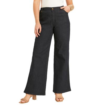 Plus Size Women's June Fit Wide-Leg Jeans by June+Vie in Dark Blue (Size 30 W)