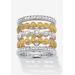 Women's 1/6 Cttw.Round Diamond Silver & Gold Plated Stackable Eternity Ring Set by PalmBeach Jewelry in Gold (Size 7)