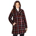 Plus Size Women's A-Line Wool Peacoat by Jessica London in Classic Red Shadow Plaid (Size 30) Winter Wool Double Breasted Coat