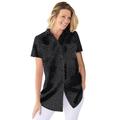 Plus Size Women's Perfect Short Sleeve Shirt by Woman Within in Black Allover Dot (Size 2X)