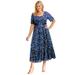 Plus Size Women's Printed Maxi Dress by Soft Focus in Navy Ditsy Floral (Size 26 W)