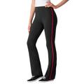 Plus Size Women's Stretch Cotton Side-Stripe Bootcut Pant by Woman Within in Black Classic Red (Size 2X)