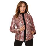Plus Size Women's Zip Front Leather Jacket by Jessica London in Rich Burgundy Snake (Size 16 W)