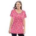 Plus Size Women's Perfect Printed Short-Sleeve Scoopneck Tee by Woman Within in Rose Pink Bandana Paisley (Size L) Shirt