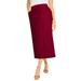 Plus Size Women's Tummy Control Bi-Stretch Midi Skirt by Jessica London in Rich Burgundy (Size 30 W)