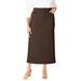 Plus Size Women's Classic Cotton Denim Midi Skirt by Jessica London in Chocolate (Size 12) 100% Cotton