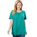 Plus Size Women's Perfect Button-Sleeve Shirred Scoop-Neck Tee by Woman Within in Waterfall (Size 6X) Shirt