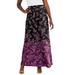 Plus Size Women's Stretch Knit Maxi Skirt by The London Collection in Berry Placed Paisley (Size 12) Wrinkle Resistant Pull-On Stretch Knit