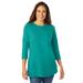 Plus Size Women's Perfect Three-Quarter Sleeve Crewneck Tee by Woman Within in Waterfall (Size 3X)