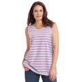 Plus Size Women's Perfect Printed Scoopneck Tank by Woman Within in White Multi Mini Stripe (Size 38/40) Top