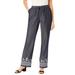 Plus Size Women's Drawstring Denim Wide-Leg Pant by Woman Within in Stonewash Border (Size 20 T) Pants