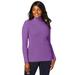 Plus Size Women's Ribbed Cotton Turtleneck Sweater by Jessica London in Bright Violet (Size 22/24) Sweater 100% Cotton