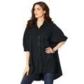 Plus Size Women's Button-Down Textured Knit Tunic. by Roaman's in Black (Size 30/32)