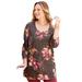 Plus Size Women's Poetry Tiered Tee by Catherines in Coffee Bean Painterly Floral (Size 0X)