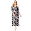 Plus Size Women's AnyWear Beaded Medallion Maxi Dress by Catherines in Black Paisley (Size 0X)