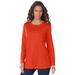 Plus Size Women's Long-Sleeve Crewneck Ultimate Tee by Roaman's in Copper Red (Size 5X) Shirt