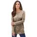 Plus Size Women's Long-Sleeve Crewneck Ultimate Tee by Roaman's in Camel Swirly Texture (Size M) Shirt