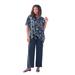 Plus Size Women's Asymmetrical Overlay Ultrasmooth® Fabric Top. by Roaman's in Navy Layered Leaves (Size 30/32)