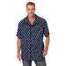 Men's Big & Tall KS Island Printed Rayon Short-Sleeve Shirt by KS Island in Lightning Bolt (Size 3XL)