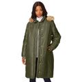 Plus Size Women's Mid-Length Quilted Puffer Jacket by Roaman's in Dark Olive Green (Size 3X) Winter Coat