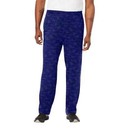 Men's Big & Tall Lightweight Jersey Open Bottom Sweatpants by KingSize in Navy Mono Camo (Size 9XL)