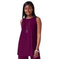 Plus Size Women's Stretch Knit Tunic Tank by The London Collection in Dark Berry (Size 26/28) Wrinkle Resistant Stretch Knit Long Shirt