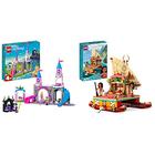 LEGO 43211 Disney Princess Auroras Schloss Spielzeug zum Bauen mit Dornröschen & 43210 Disney Princess Vaianas Katamaran Spielzeug Boot mit Vaiana und Sina Prinzessinnen