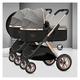 Tandem Double Baby Stroller & Toddler Stroller,Twin Baby Pram Stroller Double Infant Stroller Toddler Stroller for Twins Side by Side,Foldable Double Seat Tandem Stroller Pushchair (Color : Gray)