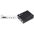 QNAP QSW-M408S - Einstiegslevel 10GbE Schicht 2 Web-verwalteter Switch & TP-Link Gigabit SFP Media Converter, Complies with IEEE 802.3ab and IEEE 802.3z, FX Port Supports Hot-Swappable