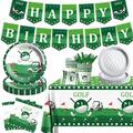 Golf Party Decoration,142PCS Sports Tableware Golf Plates and Napkins Party Supplies Include Happy Birthday Banner Golf Tablecloth for Golf Birthday Decoration