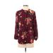 Old Navy Long Sleeve Blouse: Burgundy Floral Tops - Women's Size Small