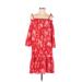 H&M Casual Dress: Red Floral Motif Dresses - Women's Size 2