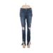 Special A Jeans Jeans - Super Low Rise Skinny Leg Denim: Blue Bottoms - Women's Size 3 - Dark Wash