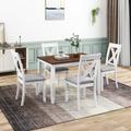 Red Barrel Studio® 5-Piece Dining Table Set w/ 4 X-Back Chairs_5_Fixed Table_Rectangular_Four leg_Slat back_38.2" H x 18.3" W x 22.2" D /Upholstered | Wayfair