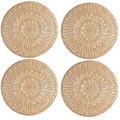 Paquet de 4 Sets de Table TisséS, Dessous de Verre, Napperons en Rotin Rond, pour Thé Café,