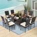 Costway 10 PCS Patio Rattan Dining Set Glass Table High Back Chair - 10-Piece