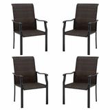 VICLLAX Outdoor Wicker Chair Set of 4 Patio Rattan Chairs with Curved Armrests for Garden Wicker Lawn Chair Black Frame