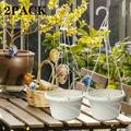 kiskick 1 Pack Macrame Plant Hangers with Pots 17.93 x 6.7 Indoor Hanging Planter Basket Flower Pot Holder with Hooks Plastic Flower Pots Included High Quality Plastic White