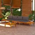 Tomshoo Patio Benches with Dark Gray Cushions 2 pcs Acacia Wood