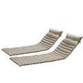 2PCS Set Chaise Lounge Cushions Outdoor with Adjustable Stripï¼Œ Replacement Lounge Chair Cushions for Outdoor Furniture Comfortable Patio Furniture Seat Cushion Chaise Lounge Cushion Khaki